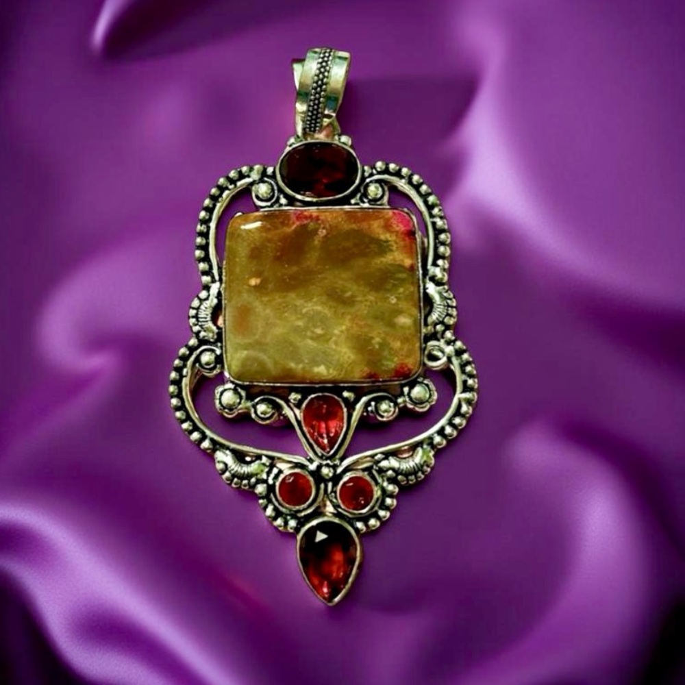 Sterling silver pendant 925 -Large Pendant Agate 925 VINTAGE Pendant only